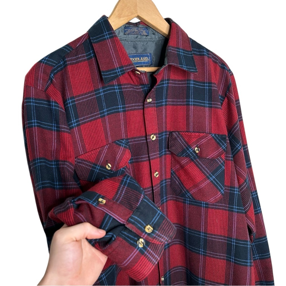 Vintage Woodland Wool Plaid Button-Up flannel Shirt - Picture 4 of 7